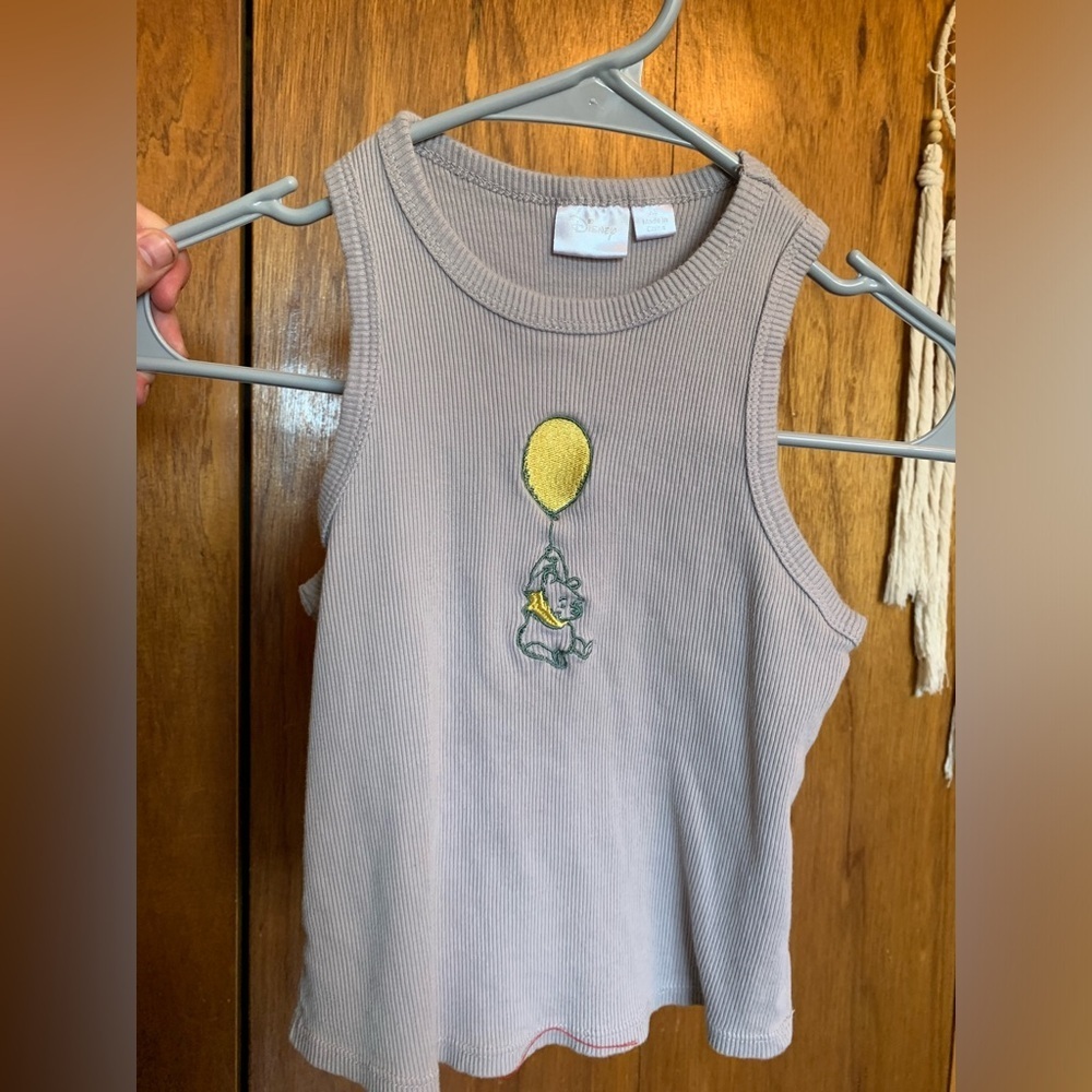 Disney Poo Bear Embroidered Sleeveless tan Top Size XS